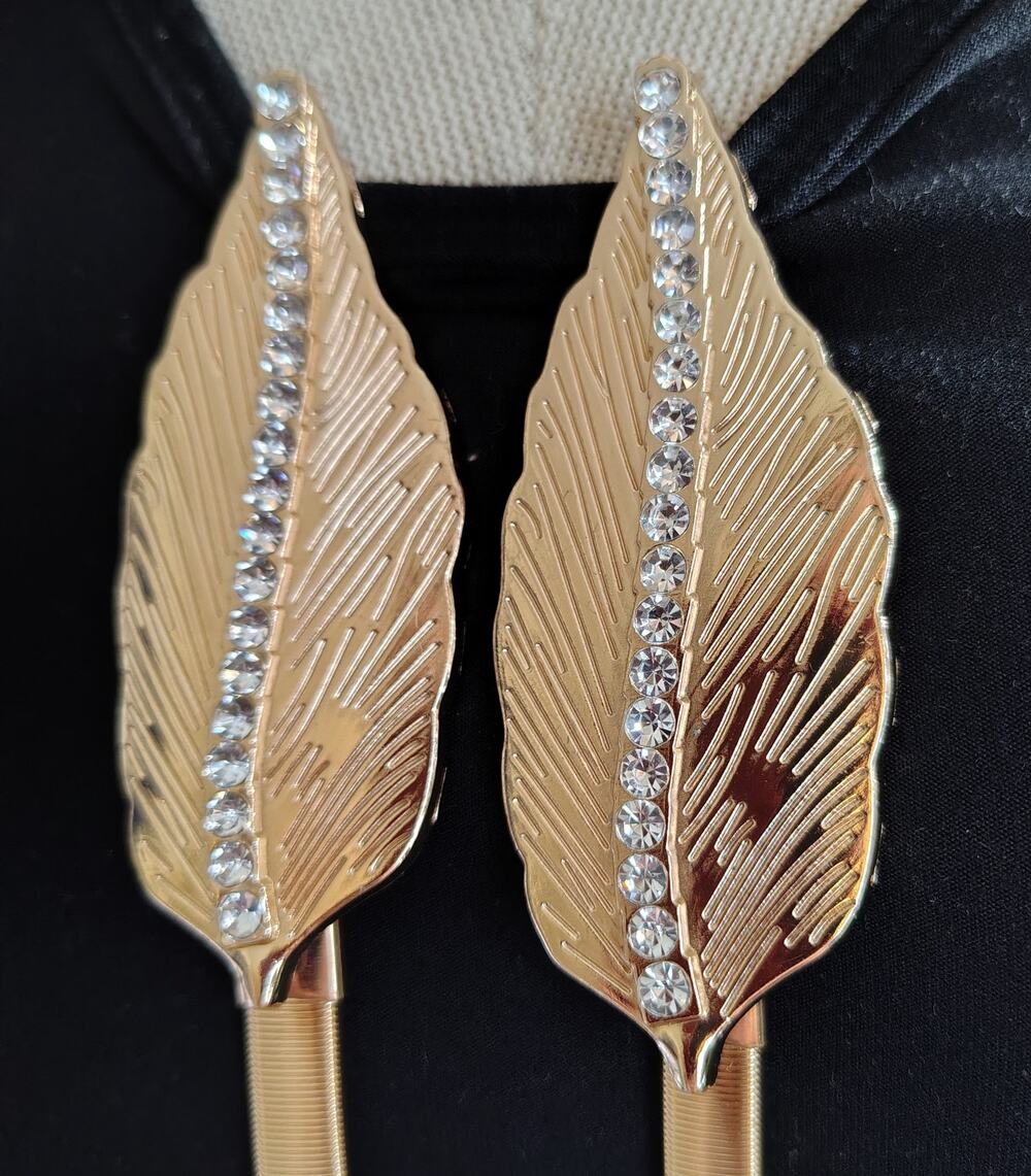 BEAUTIFUL UNIQUE GOLD AND RHINESTONE CURTAIN TIE BACKS - 1 PAIR